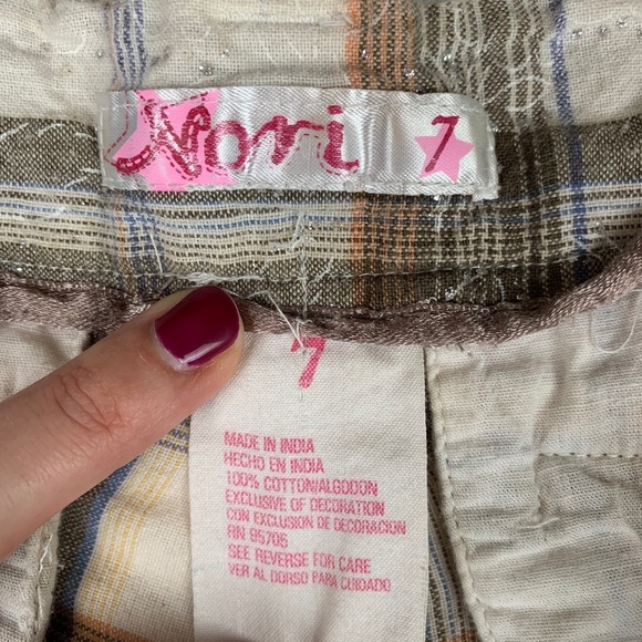 Nori Juniors Gray/Tan Plaid Shorts 100% Cotton - Picture 6 of 12
